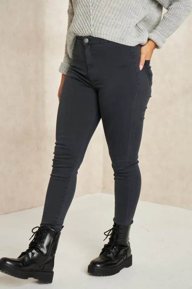 Women Jeans Skinny Gris Fonc Grey Brentiny Paris Jeans