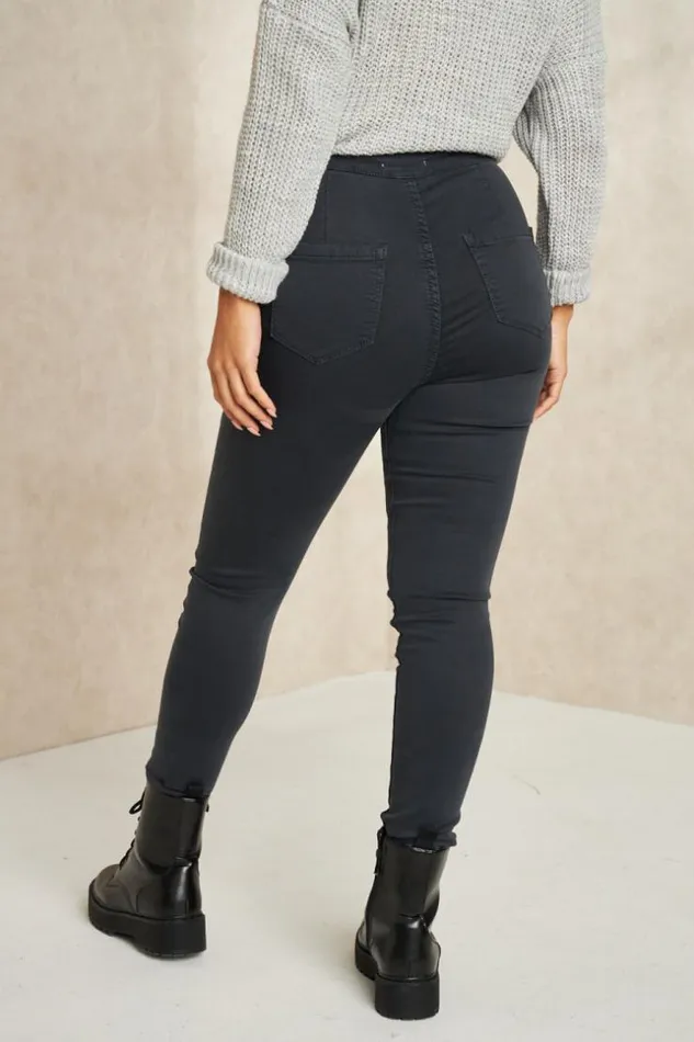 Women Jeans Skinny Gris Fonc Grey Brentiny Paris Jeans