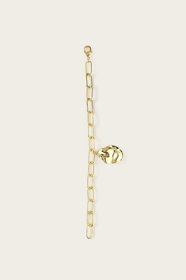 Women Jewellery Lavish Alice DANA Hammered Effect Oval Charm Link Gold Bracelet K Gold Bracelet