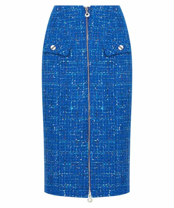 Women Joe Browns Betty Boucle Zip Skirt Blue Women Joe Browns Betty Boucle Zip Skirt Blue