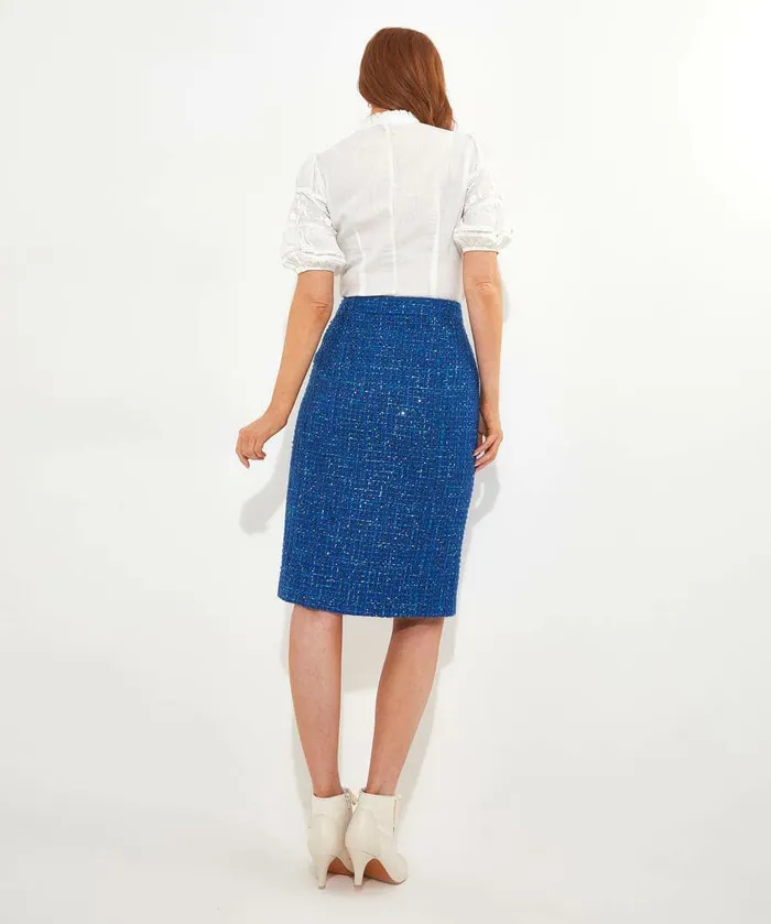 Women Joe Browns Betty Boucle Zip Skirt Blue Women Joe Browns Betty Boucle Zip Skirt Blue