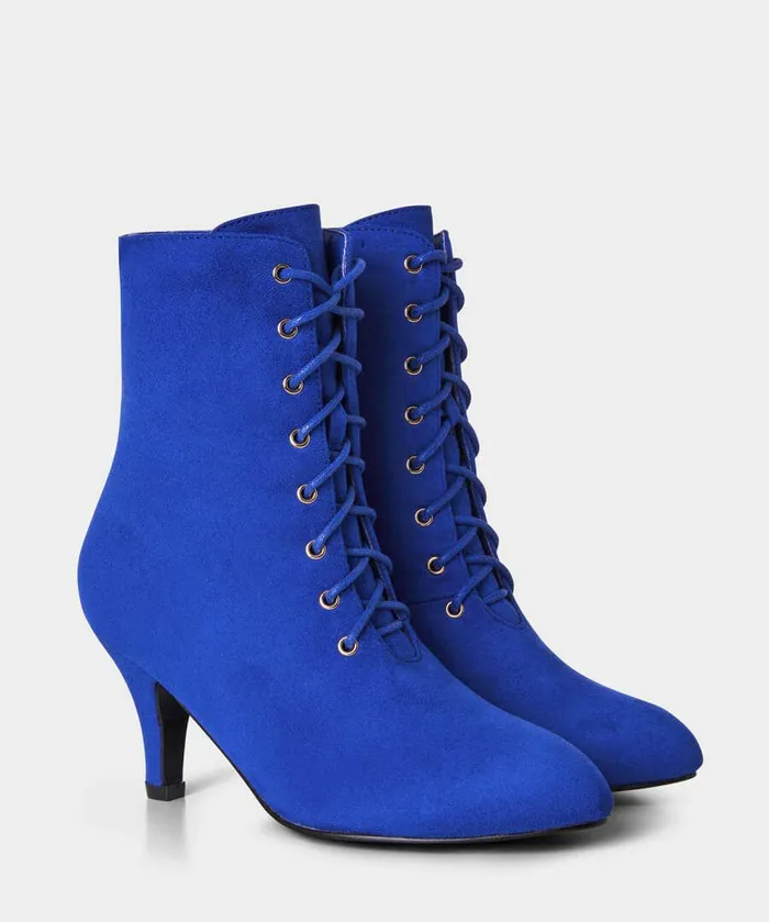 Women Joe Browns Cafe Chic Lace Up Boots Blue Women Joe Browns Cafe Chic Lace Up Boots Blue