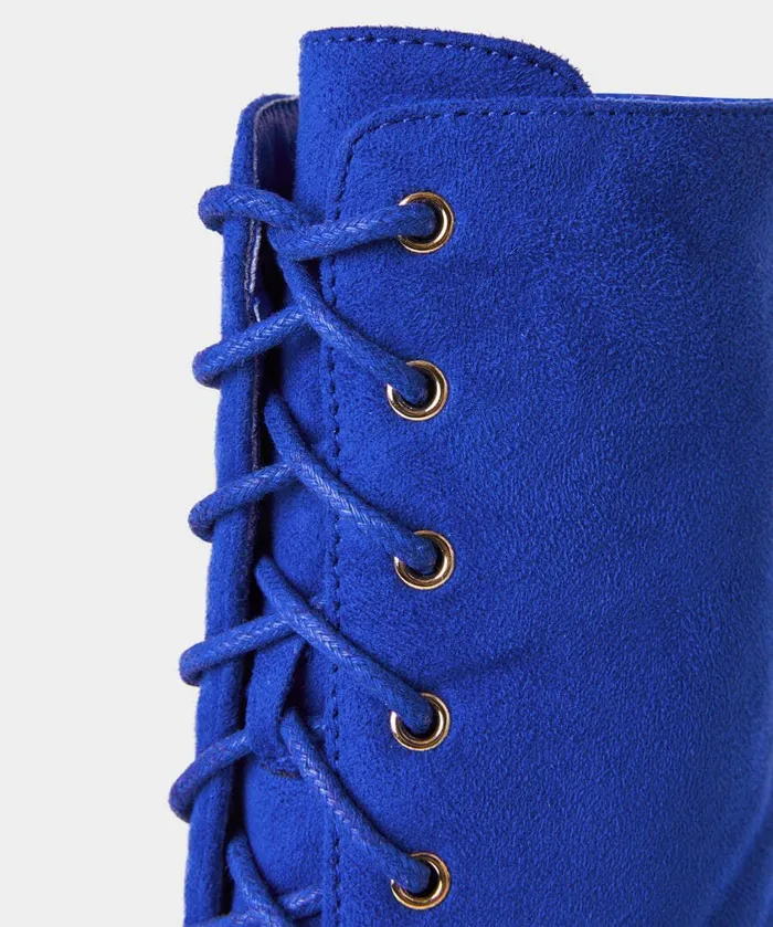 Women Joe Browns Cafe Chic Lace Up Boots Blue Women Joe Browns Cafe Chic Lace Up Boots Blue