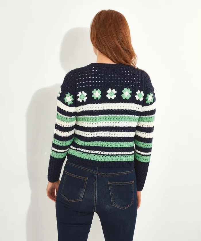 Women Joe Browns Daisy Striped Cardigan Navy Women Joe Browns Daisy Striped Cardigan Navy