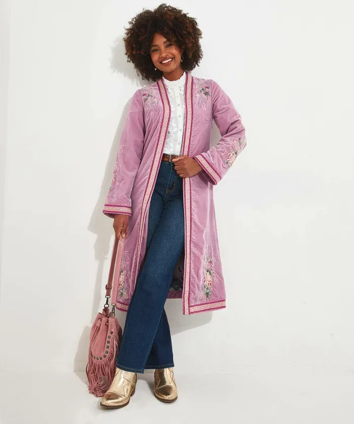 Women Joe Browns Luna Embroidered Boutique Kimono Lilac
