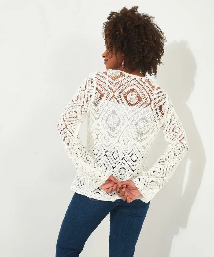 Women Joe Browns Marrakesh Crochet Cardigan White Women Joe Browns Marrakesh Crochet Cardigan White