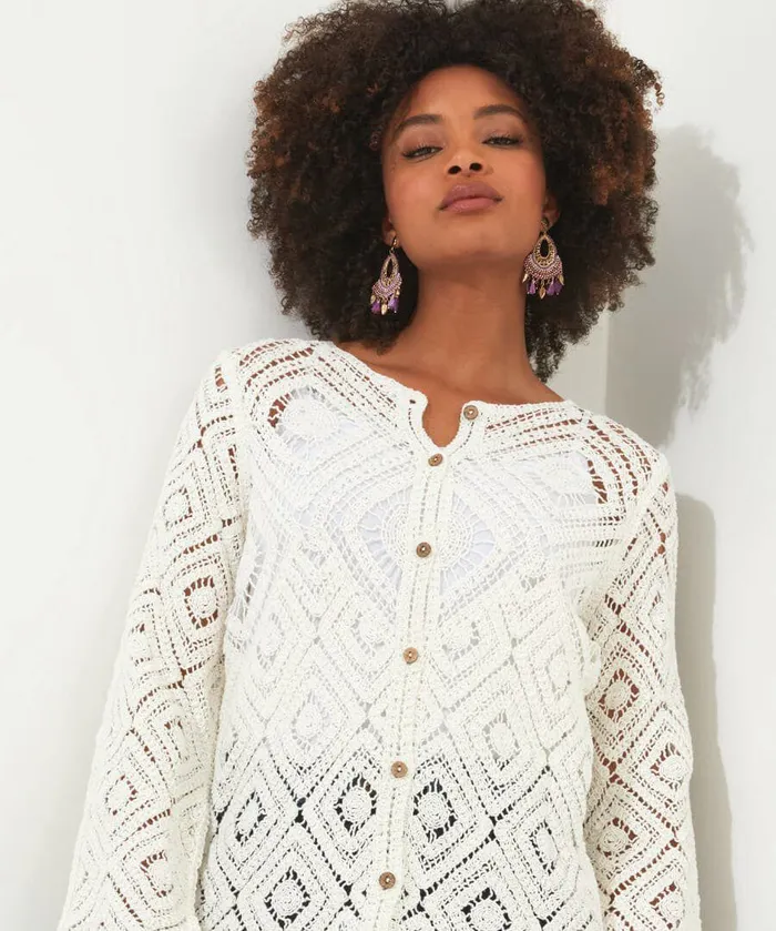 Women Joe Browns Marrakesh Crochet Cardigan White Women Joe Browns Marrakesh Crochet Cardigan White