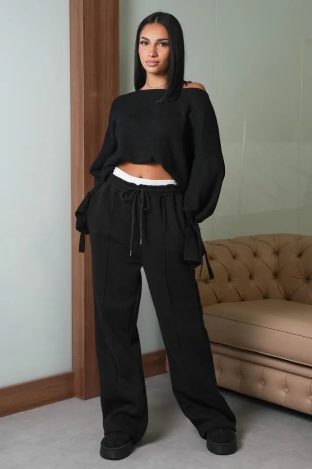 Women Jogging Large Noir Avec Empicement Blanc Black Brentiny Paris Jogging Bottoms Women Jogging Large Noir Avec Empicement Blanc Black Brentiny Paris Jogging Bottoms