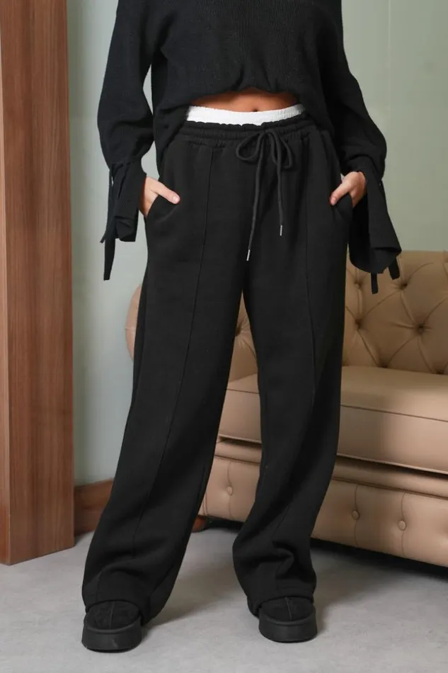 Women Jogging Large Noir Avec Empicement Blanc Black Brentiny Paris Jogging Bottoms Women Jogging Large Noir Avec Empicement Blanc Black Brentiny Paris Jogging Bottoms