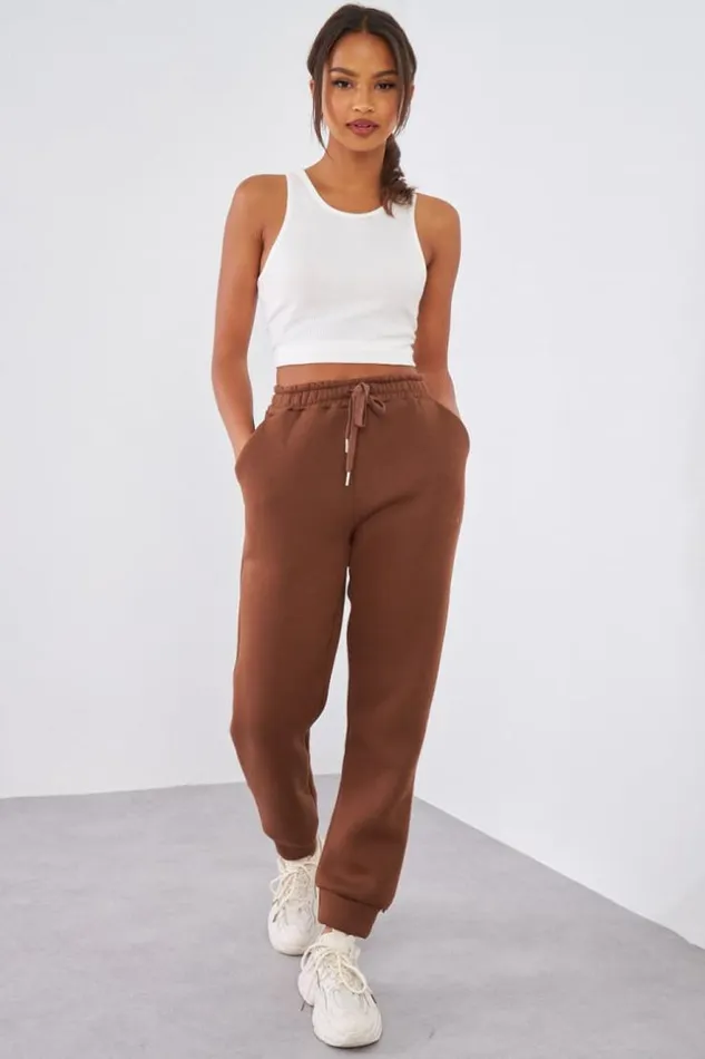 Women Jogging Marron Basic Brown Brentiny Paris Jogging Bottoms
