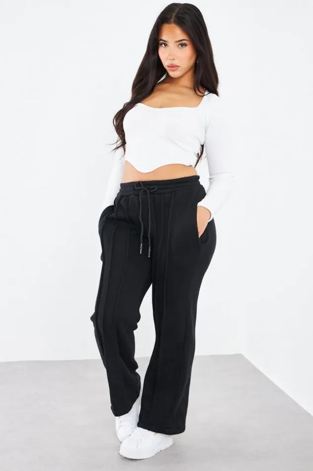 Women Jogging Noir Avec Relief Black Brentiny Paris Pants
