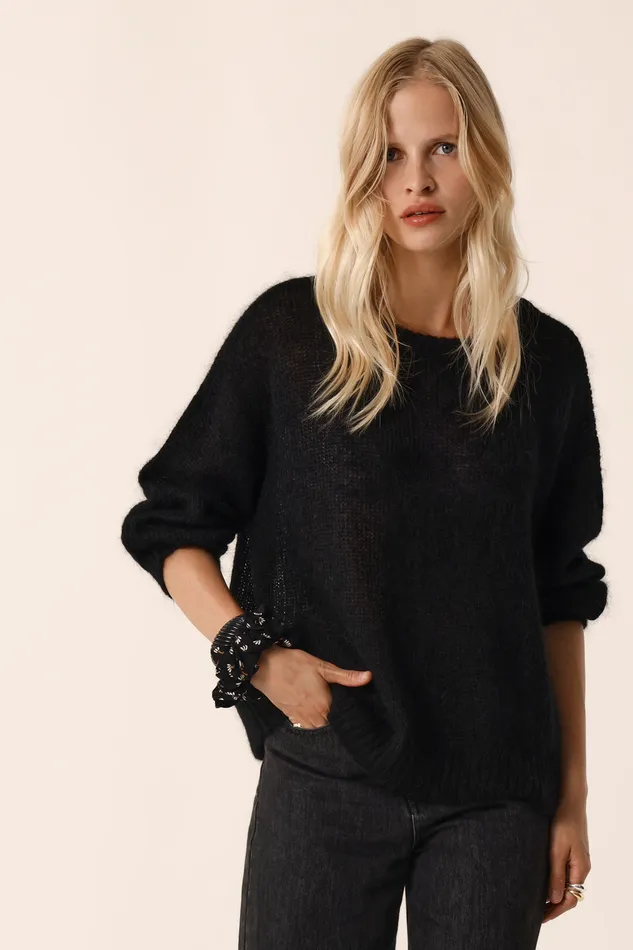 Women Jumper Bulon Noir Pull Mohair Noir Des Petits Hauts Jumpers and Cardigans