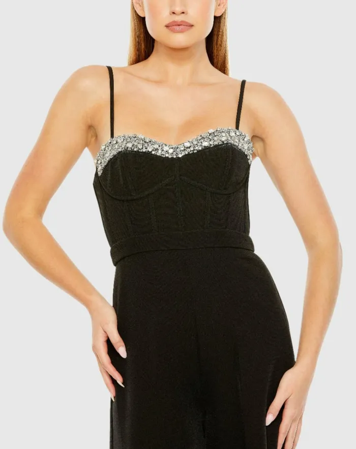 Women Jumpsuits and Rompers Mac Duggal Slim Strap Beaded Bustier Top Jumpsuit Black Women Jumpsuits and Rompers Mac Duggal Slim Strap Beaded Bustier Top Jumpsuit Black