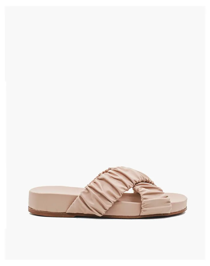 Women KAANAS Saona Scrunchie Crisscross Pool Slides Nude Madewell Sandals
