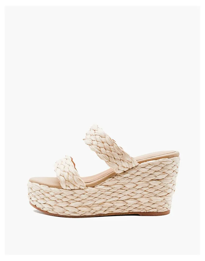 Women KAANAS Tenerife 2 Band Wedge In Raffia Braid Natural Madewell Heels Women KAANAS Tenerife 2 Band Wedge In Raffia Braid Natural Madewell Heels