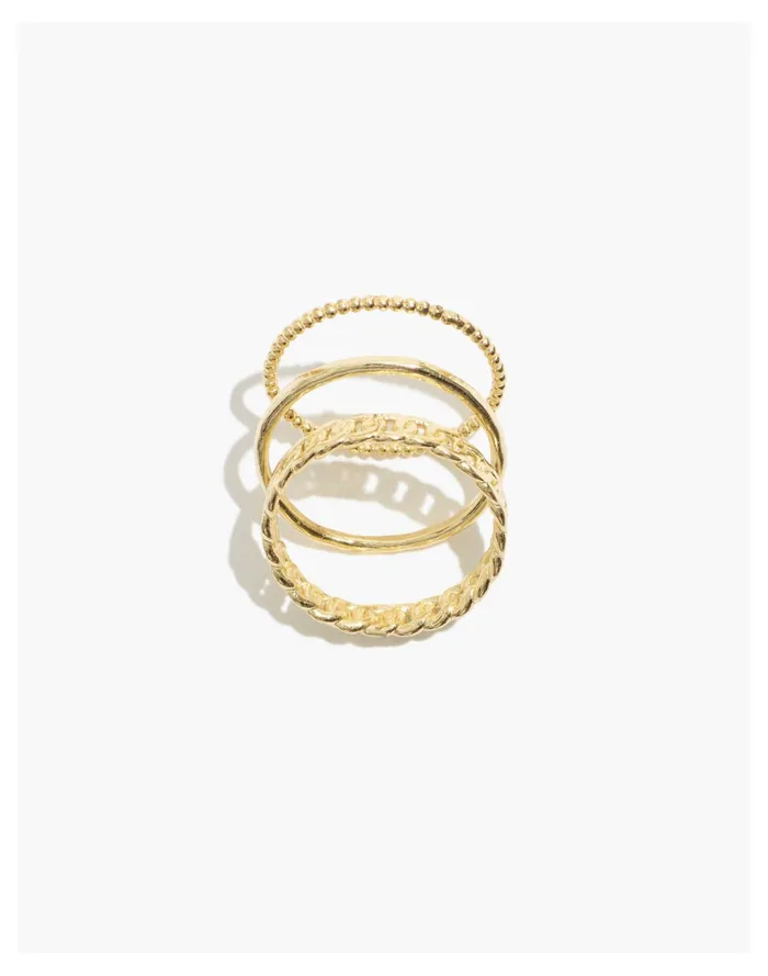 Women Katie Dean Jewelry 18k Gold Plated Everyday Ring Set Gold Madewell Rings