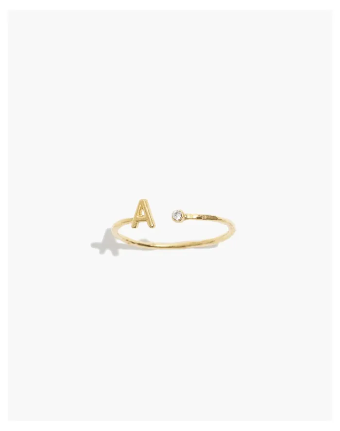 Women Katie Dean Jewelry 18k Gold Plated Initial Ring Letter A Madewell Rings