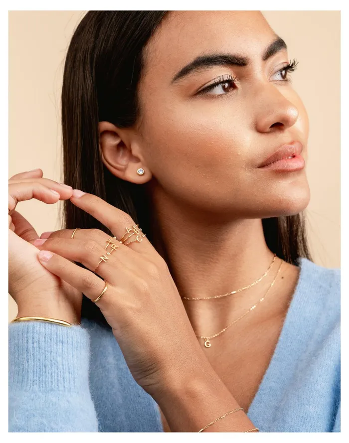Women Katie Dean Jewelry 18k Gold Plated Initial Ring Letter A Madewell Rings Women Katie Dean Jewelry 18k Gold Plated Initial Ring Letter A Madewell Rings
