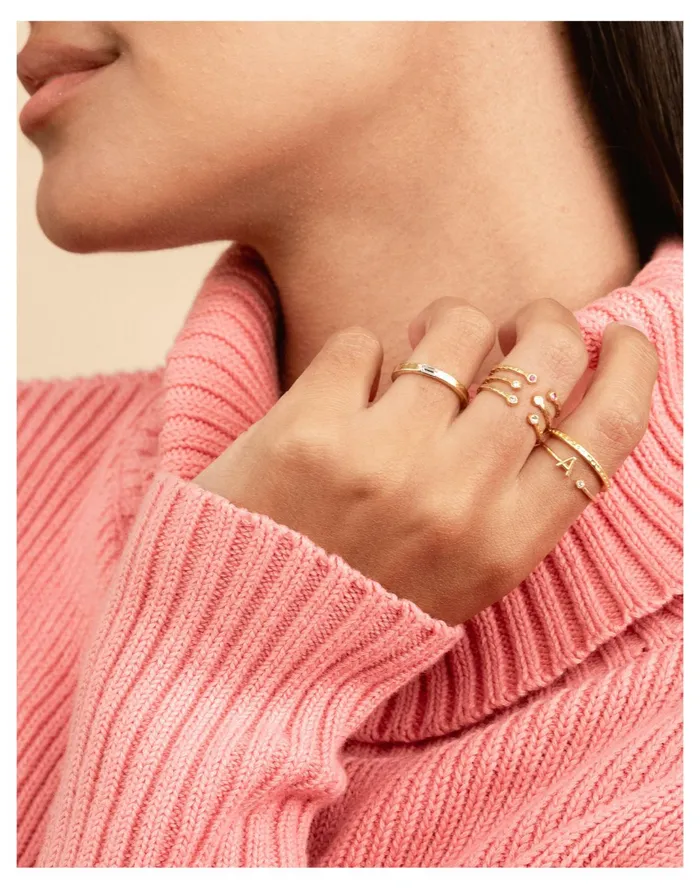 Women Katie Dean Jewelry 18k Gold Plated Initial Ring Letter A Madewell Rings Women Katie Dean Jewelry 18k Gold Plated Initial Ring Letter A Madewell Rings