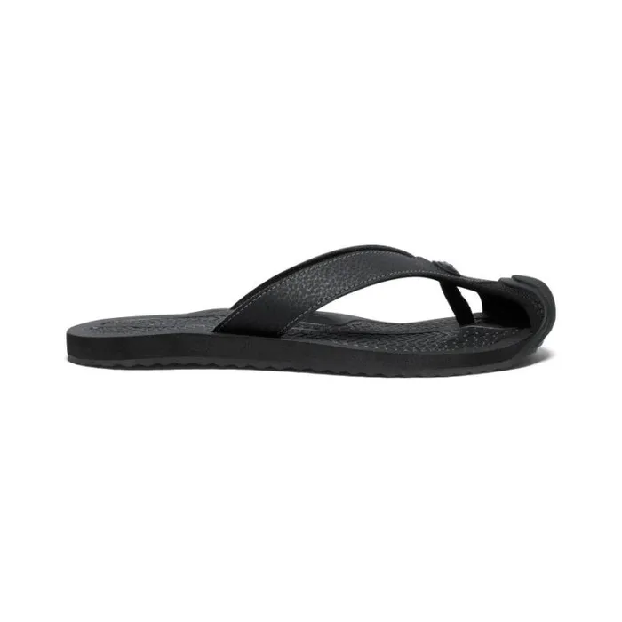 Women KEEN Casual Barbados BlackSteel Grey Leather FlipFlop