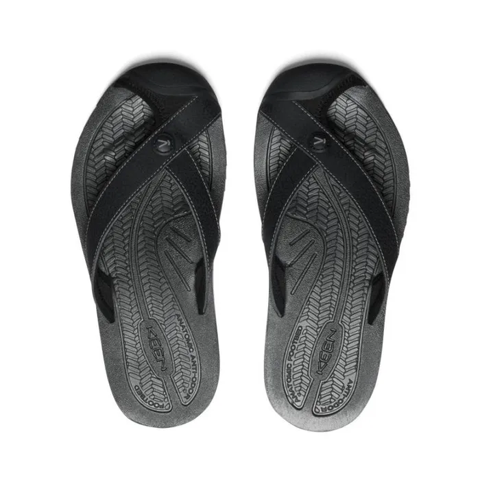 Women KEEN Casual Barbados BlackSteel Grey Leather FlipFlop Women KEEN Casual Barbados BlackSteel Grey Leather FlipFlop