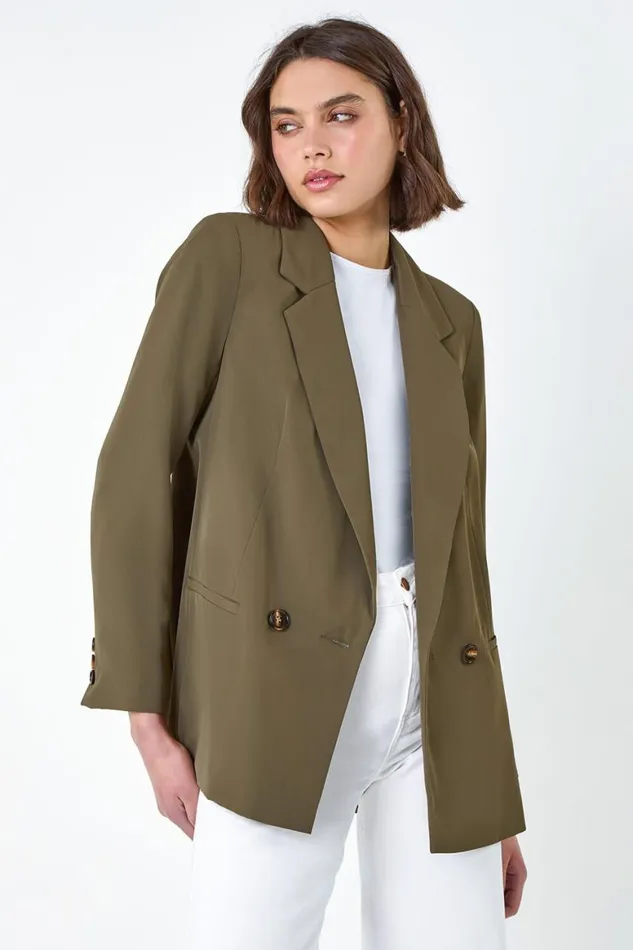 Women Khaki Tailored Blazer Jacket Roman Occasionwear