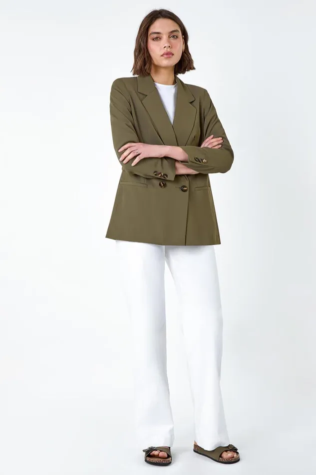Women Khaki Tailored Blazer Jacket Roman Occasionwear