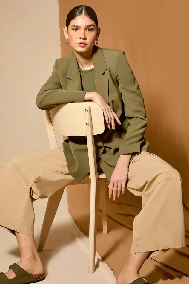 Women Khaki Tailored Blazer Jacket Roman Occasionwear