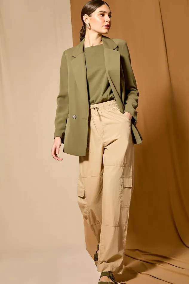 Women Khaki Tailored Blazer Jacket Roman Occasionwear