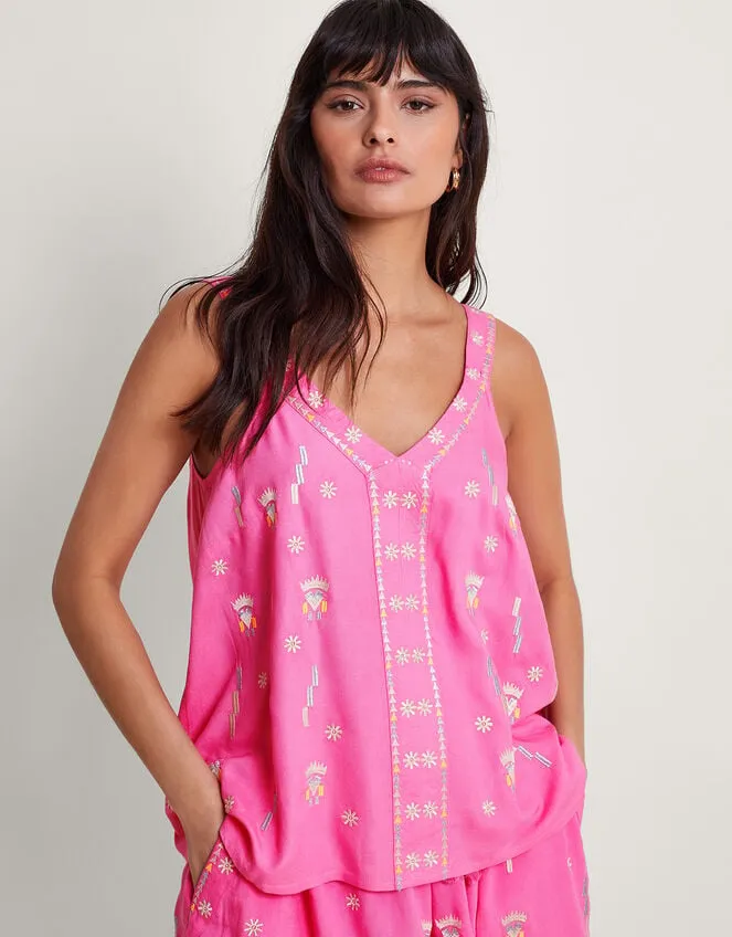 Women Kiran Embroidered Cami Pink Monsoon Tops and Blouses