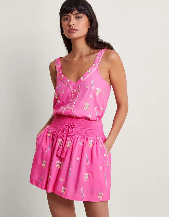 Women Kiran Embroidered Cami Pink Monsoon Tops and Blouses