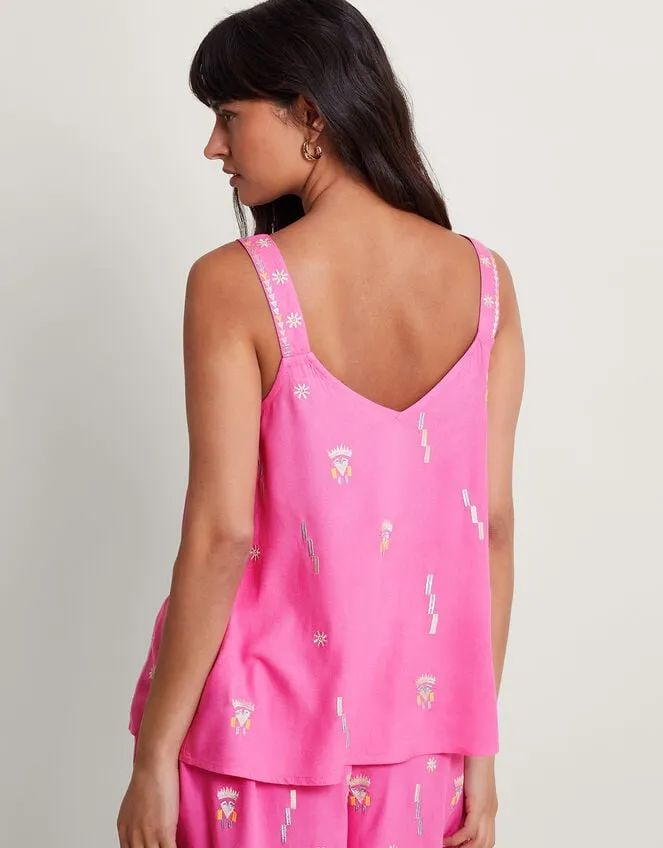 Women Kiran Embroidered Cami Pink Monsoon Tops and Blouses