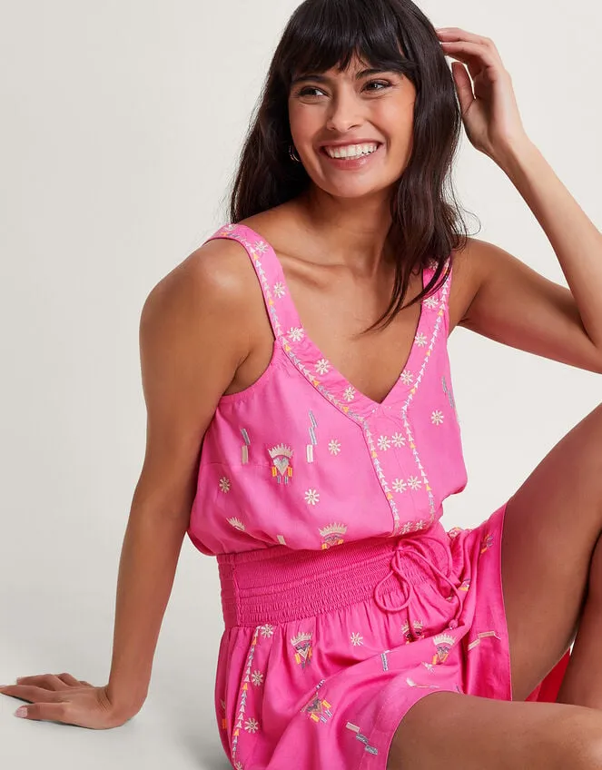 Women Kiran Embroidered Cami Pink Monsoon Tops and Blouses