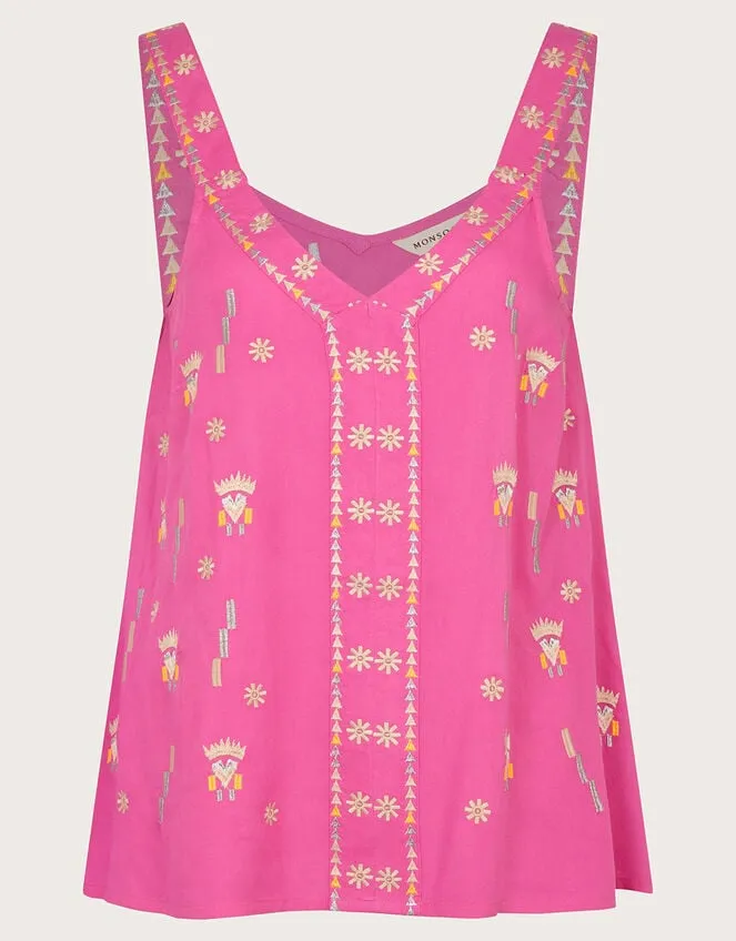 Women Kiran Embroidered Cami Pink Monsoon Tops and Blouses