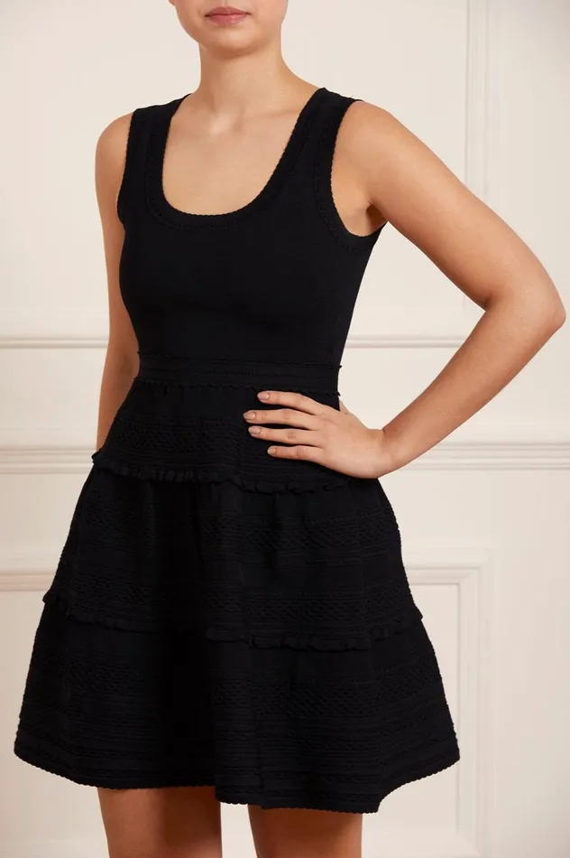 Women Knitwear Needle and Thread Textured Knit Sleeveless Mini Dress Black