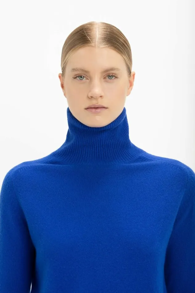 Women Knitwear Victoria Beckham Polo Neck Jumper In Sapphire Blue