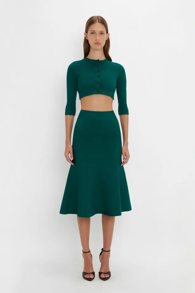 Women Knitwear Victoria Beckham VB Body Cropped Cardi In Lurex Green