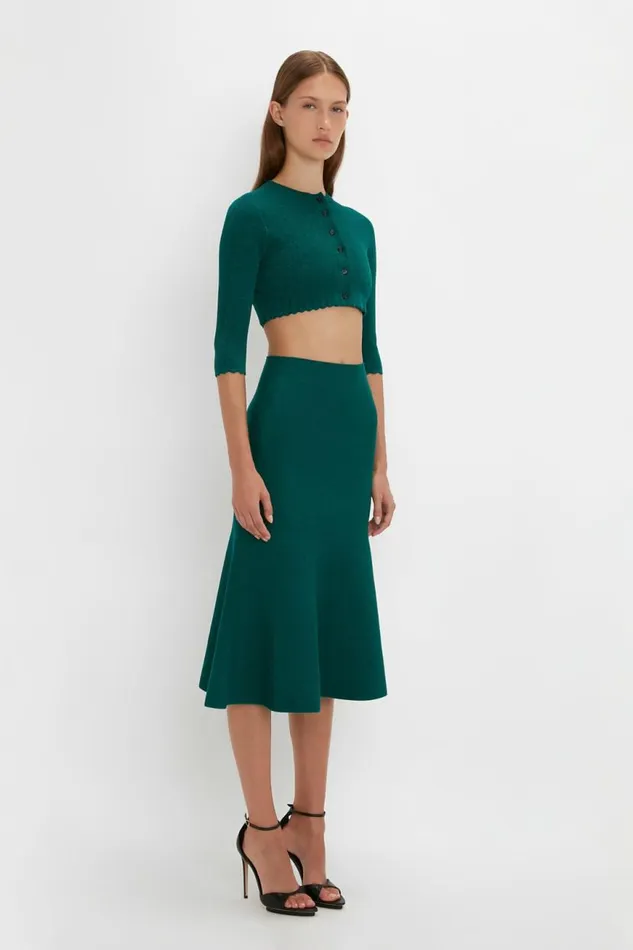 Women Knitwear Victoria Beckham VB Body Cropped Cardi In Lurex Green