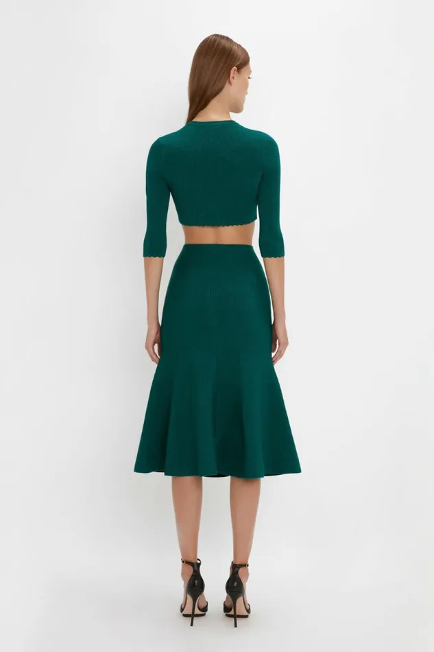 Women Knitwear Victoria Beckham VB Body Cropped Cardi In Lurex Green