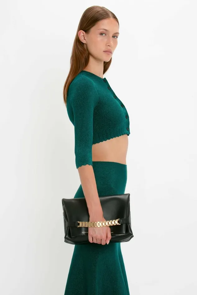 Women Knitwear Victoria Beckham VB Body Cropped Cardi In Lurex Green