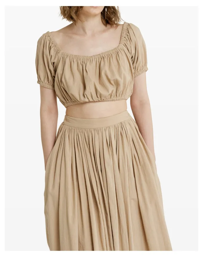 Women LAUDE The Label Off Shoulder Crop Top Sand Madewell Tops and Shirts