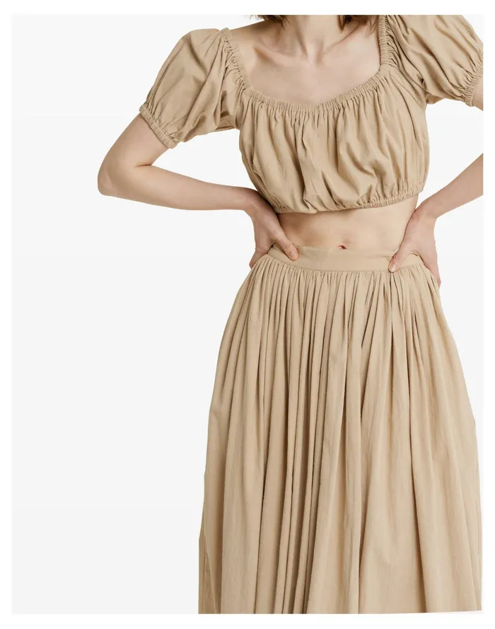 Women LAUDE The Label Off Shoulder Crop Top Sand Madewell Tops and Shirts Women LAUDE The Label Off Shoulder Crop Top Sand Madewell Tops and Shirts