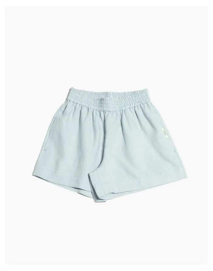 Women LERA Linen Summer Shorts Set Aqua Blue Madewell Pajamas Women LERA Linen Summer Shorts Set Aqua Blue Madewell Pajamas