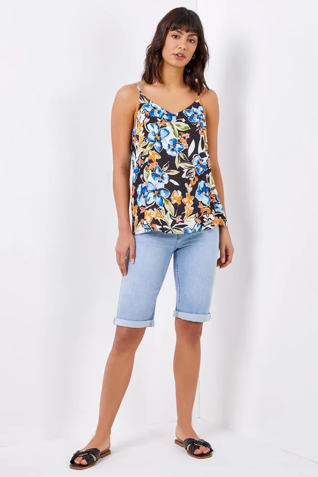 Women Light Denim Essential Stretch Knee Length Shorts Roman Coords