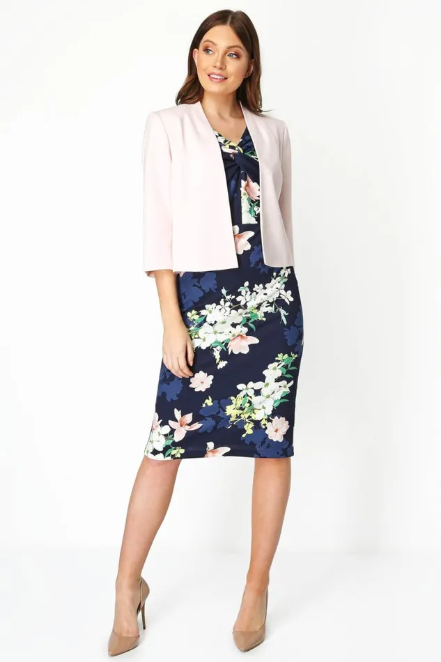 Women Light Pink 34 Sleeve Rochette Jacket Roman Occasionwear