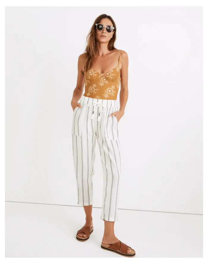 Women Lightestspun Beach Cover Up Track Trousers In Stripe Simply Sage Madewell Swim