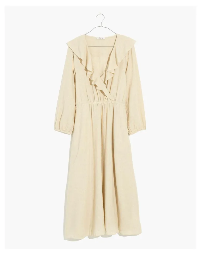 Women Linen Cotton Ruffle Neck Midi Dress Undyed Madewell Dresses Women Linen Cotton Ruffle Neck Midi Dress Undyed Madewell Dresses