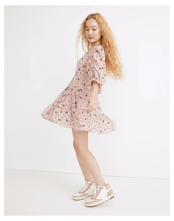 Women Lizzie Babydoll Dress In Fresh Sprigs Wisteria Dove Madewell Dresses Women Lizzie Babydoll Dress In Fresh Sprigs Wisteria Dove Madewell Dresses