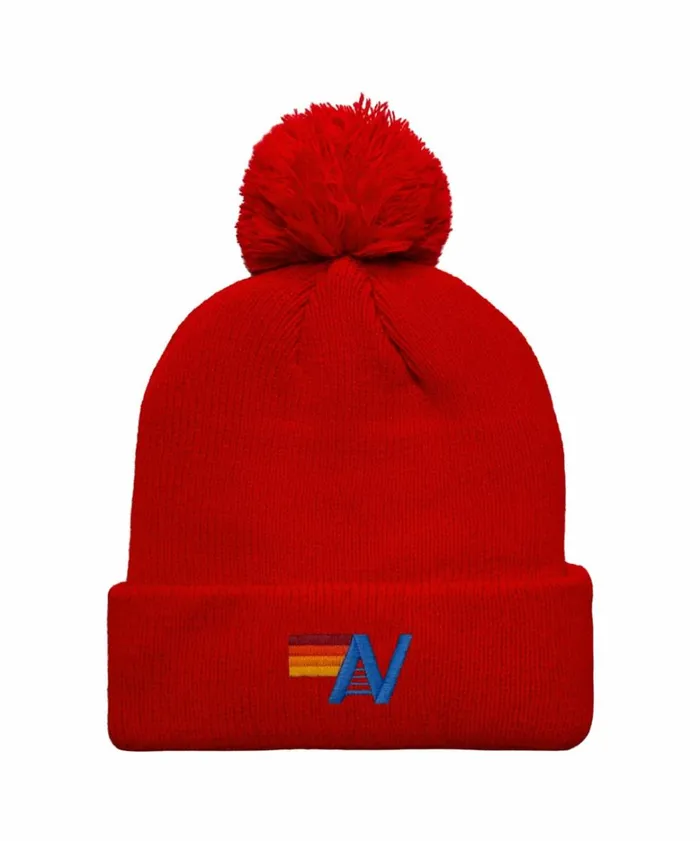 Women LOGO POM RIB BEANIE 8211 RED Aviator Nation Beanies
