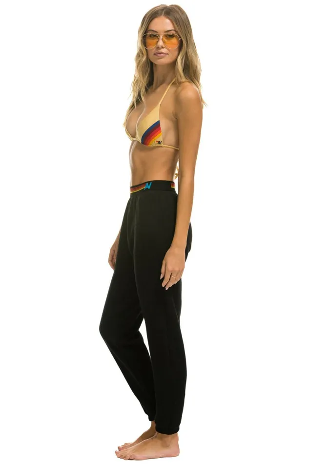 Women LOGO STRIPE SWEATPANTS 8211 BLACK Aviator Nation Sweatpants Women LOGO STRIPE SWEATPANTS 8211 BLACK Aviator Nation Sweatpants